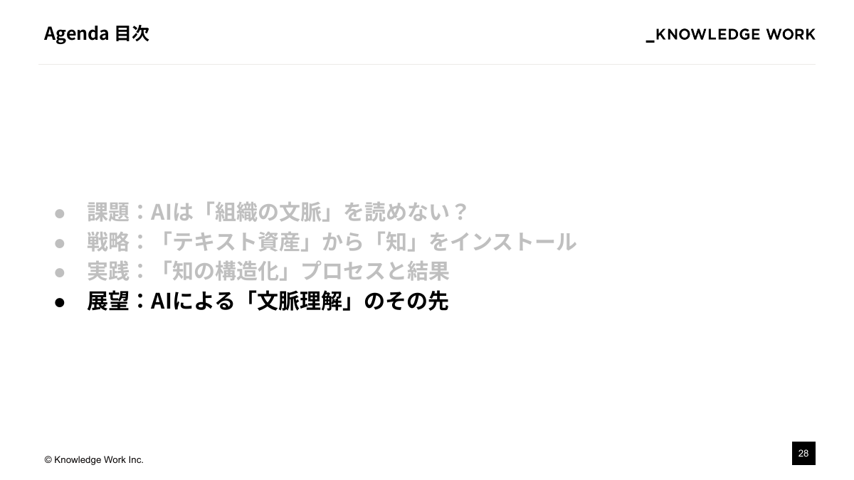 "知のインストール"戦略： テキスト資産をAIの文脈理解に活かす - ページ 28