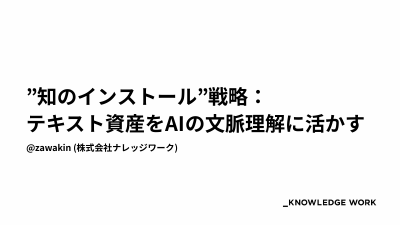 "知のインストール"戦略： テキスト資産をAIの文脈理解に活かす
